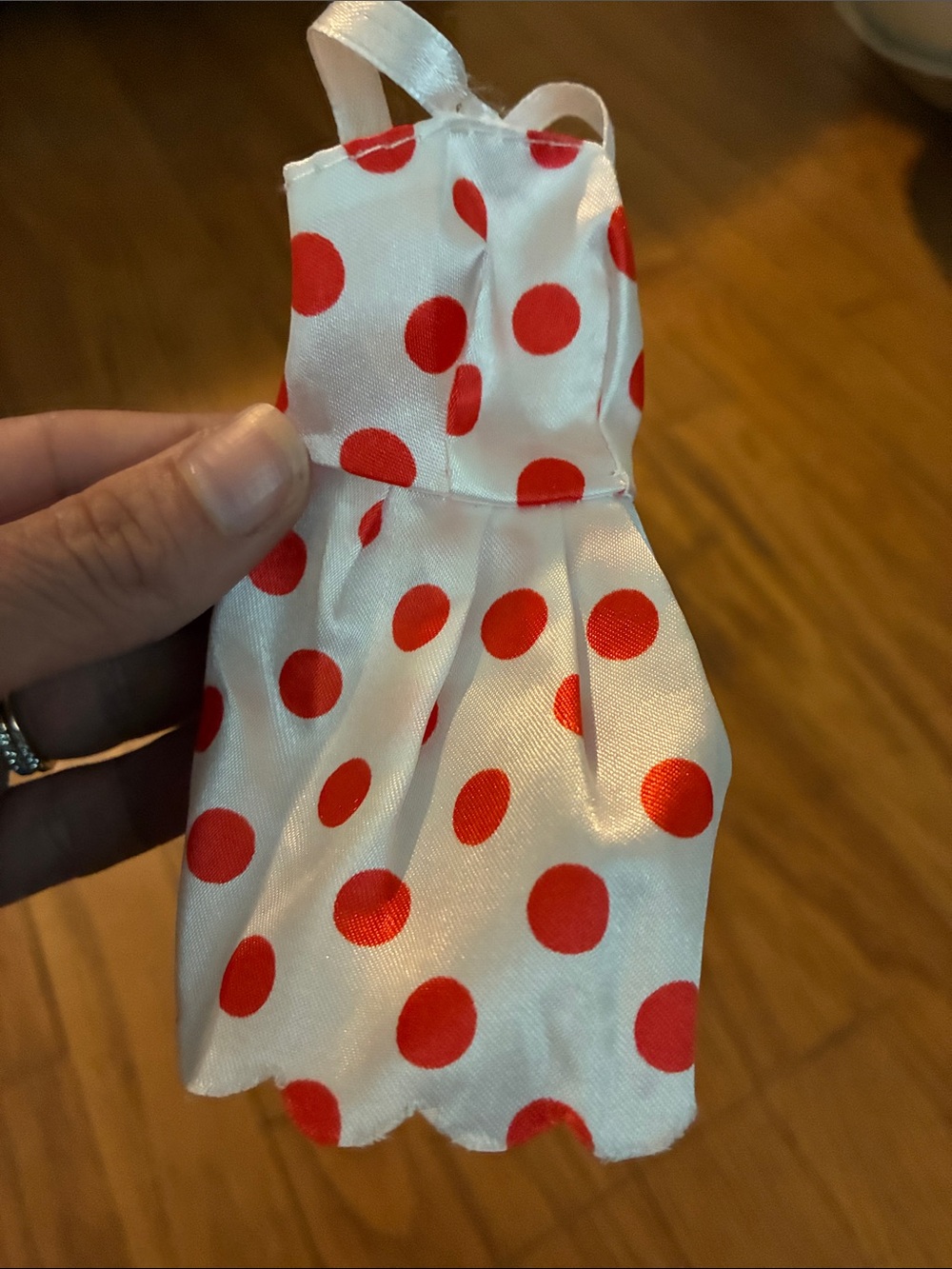 Vintage Barbie White Dress with Red Polka Dots